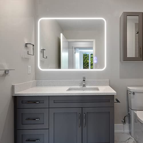 ACEBON Badspiegel mit Beleuchtung LED Wandspiegel 80x60cm, Badezimmerspiegel Dimmbar 2700-6500K IP67 energiesparend [Energieklasse A++] CRI 90 von ACEBON