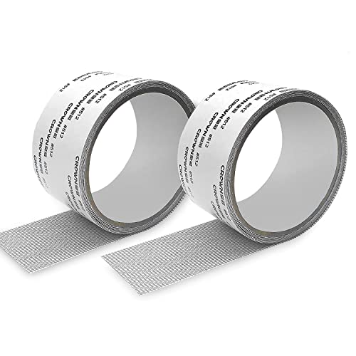 ACEBON Fliegengitter Reparatur Set, Reparatur Klebeband mit Wasserdicht & Selbstklebend Glasfaser Reparatur für Fenster Tür Loch von Insektenschutz Fliegenvorhang (Grau-2PCS) von ACEBON