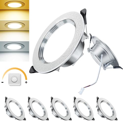 ACELIFE LED-Einbaustrahler 230V Dimmbar, 10W LED-Spots Einbauleuchten, Warmweiß 3000K, Neutralweiß 4500K, Kaltweiß 6000K, Ultra Flach für Badezimmer, Wohnzimmer - 6er Set von ACELIFE