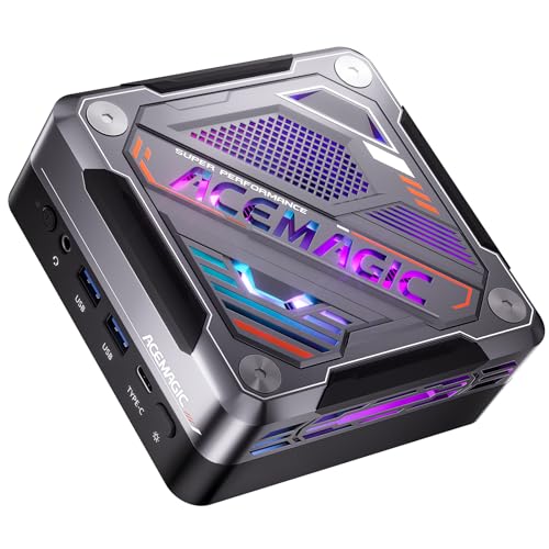 ACEMAGIC AM18 Mini Gaming PC, AMD Ryzen 7 7840HS (8C/16T, bis zu 5.1Ghz), AMD Zen4 Mini PC,32GB DDR5 (5600MHz) 512GB (PCIe4.0) NVME SSD Mini Computer with WiFi6 | 2.5G LAN| 8K UHD | W11 | Type-C von ACEMAGIC