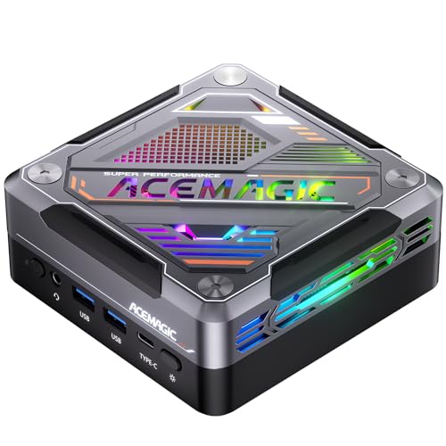 ACEMAGIC AM18 Mini Gaming PC, AMD Ryzen 7 8845HS (8C/16T, bis zu 5.1Ghz), AMD Zen4 Mini PC,32GB DDR5 (5600MHz) 512GB (PCIe4.0) NVME SSD Mini Computer with WiFi6 | 2.5G LAN| 8K UHD | W11 | Type-C von ACEMAGIC