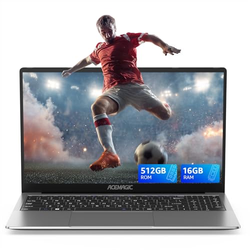 ACEMAGIC Neueste 15,6" Laptop, Quad-Core N-95 Prozessor bis zu 3,4GHz (Beat N5095) Laptop Computer, 16GB DDR4 512GB SSD Notebook mit Metallkörper Unterstützung WiFi, BT5.0 von ACEMAGIC
