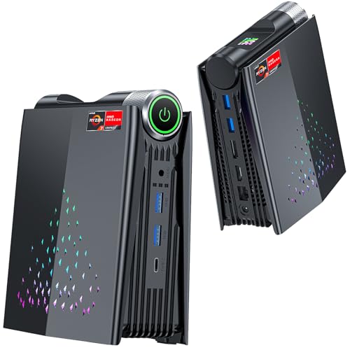 ACEMAGICIAN AMR5 RGB Mini PC AMD Ryzen 7 5800U (bis zu 4,4 GHz), 32GB Dual DDR4 512GB Nvme SSD M.2 Micro Desktop Computer mit 3-Modi-Anpassung | Wi-Fi 6| BT5.2 | Type-C| Radeon RX Vega 8 von ACEMAGICIAN
