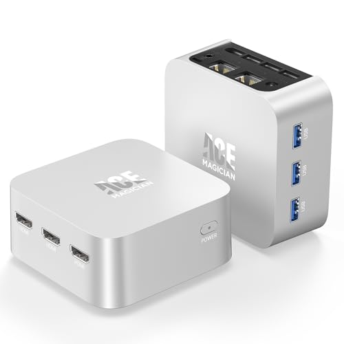 ACEMAGICIAN T8Plus Mini PC,12th Gen Ιntel Alder Lake N100 Mini PC(bis zu 3,40 GHz),16GB LPDDR5 1TB M.2 SSD Pocket Mini Computer with Dual RJ45 | 4K HDMI*3 | WiFi 5 von ACEMAGICIAN