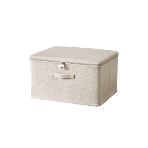 ACESOME Abschließbare Box, Box Abschließbar, Aufbewahrungsbox Stoff, Baumwolle und Leinen Verschließbare box, Faltbare Kiste Abschließbar für Kleidung & Spielzeug (2, 30 x 20 x 14 cm) von ACESOME ㅤ