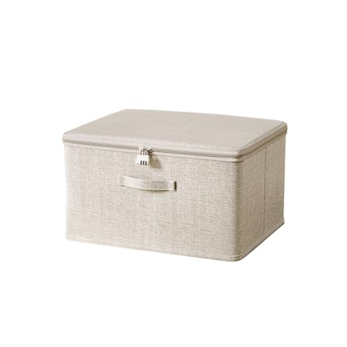 ACESOME Abschließbare Box, Box Abschließbar, Aufbewahrungsbox Stoff, Baumwolle und Leinen Verschließbare box, Faltbare Kiste Abschließbar für Kleidung & Spielzeug (2, 38 x 25 x 16 cm) von ACESOME ㅤ