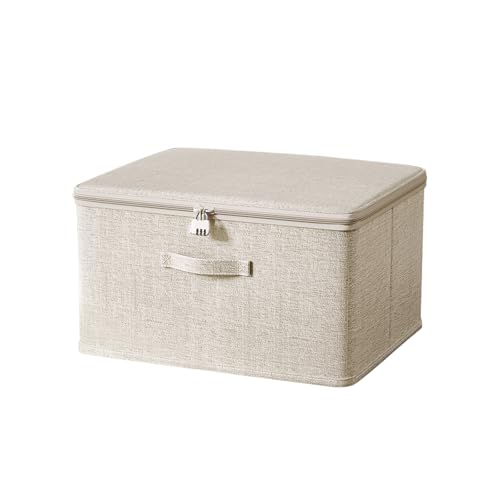 ACESOME Abschließbare Box, Box Abschließbar, Aufbewahrungsbox Stoff, Baumwolle und Leinen Verschließbare box, Faltbare Kiste Abschließbar für Kleidung & Spielzeug (2, 40 x 30 x 21 cm) von ACESOME ㅤ