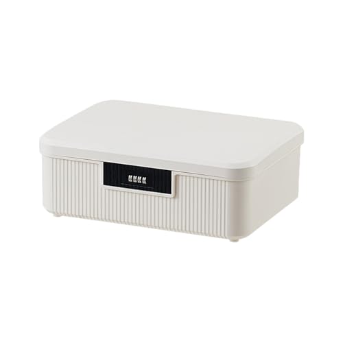 ACESOME Abschließbare box, ABS Aufbewahrungsbox, Box mit Schloss Verschließbare Box, Doppelschicht Medikamentenbox, Karton Mit Deckel Für Kleidung Toys (Weiß, 33.5 x 26 x 12cm) von ACESOME ㅤ