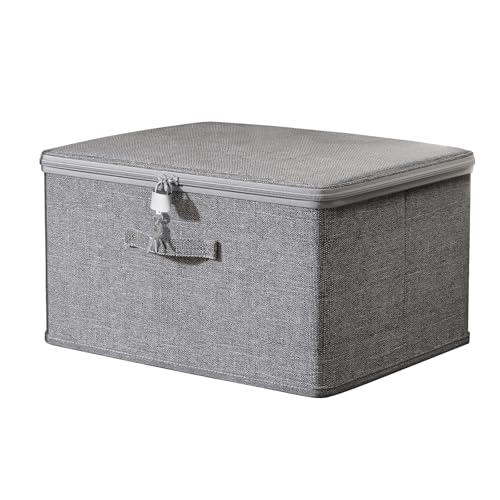ACESOME Extra Große AbschließBare Box, 49 x 37 x 31cm Box mit Schloss, Aufbewahrungsbox mit Schloss, Verschließbare Box Kiste mit Deckel (Mit Schlüsselschloss, Grau) von ACESOME ㅤ