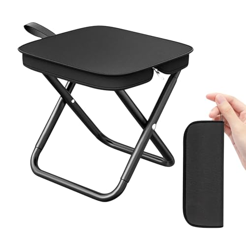 ACESOME Klapphocker Faltbar 29.5 x 30 x 29.5 cm, Camping Hocker, Hält bis zu 150kg, Falthocker Klappbarer Hocker, Sitzhocker Klappbar für Wandern, Angeln, Grillen, Schwarz von ACESOME ㅤ