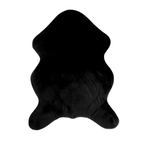 ACESOME Teppich Kunstfell, Faux Lammfell Schaffell Weicher Flauschiger Teppich Kuschelig Wohnzimmer Deko, Nachahmung Wolle Bettvorleger Sofa (Schwarz, 75 * 120 cm) von ACESOME ㅤ