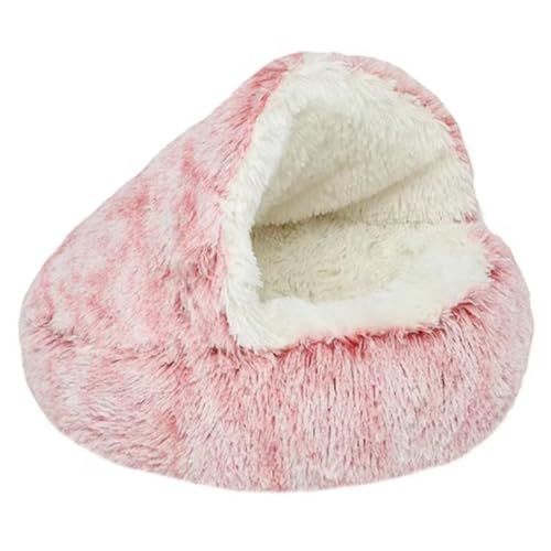 ACETCHS Flauschiges Katzenbett, Flauschiges Plüsch-Kätzchenbett, Weicher Waschbares Warmer Katzenschlafsack Haustierbett für Hauskatzen, kleine Hunde (35cm*35cm, Rosa) von ACETCHS