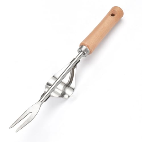 ACETCHS Manueller Unkrautentferner Edelstahl-Gartengerät mit Holzgriff, praktische Jäthacke zur Beseitigung von Löwenzahn (1 Stück) von ACETCHS