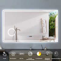 Acezanble - 120 x 70 cm Beschlagfrei+3 Lichtfarben Dimmbar+Uhr+3x Vergrerung Schminkspiegel+LED Memory Funktion von ACEZANBLE