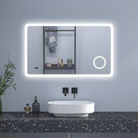 Acezanble - 140 x 80 cm Badezimmerspiegel led Badspiegel Wandspiegel Touch Beschlagfrei+Uhr+Bluetooth+Kosmetikspiegel+3 Farben Dimmbar+LED Memory von ACEZANBLE
