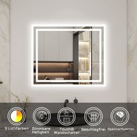 60 x 50 cm Beschlagfrei+3 Lichtfarben Dimmbar+LED Memory Funktion von ACEZANBLE