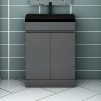 Acezanble - 60cm Schiefergrau - Mineralguss Waschbecken Waschtisch Unterschrank von ACEZANBLE
