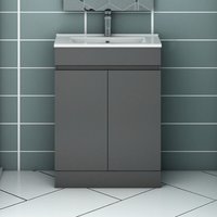 60cm Schiefergrau - Mineralguss Waschbecken Waschtisch Unterschrank von ACEZANBLE