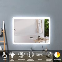 70 x 50 cm led Spiegel+Beschlagfrei+Bluetooth+Uhr+3 Lichtfarben Dimmbar+Farbtemperatur und Helligkeit Memory Funktion von ACEZANBLE