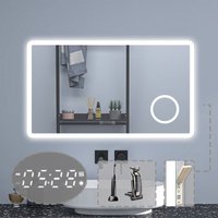 Acezanble - Badezimmerspiegel Wandspiegel led Badspiegel mit steckdose Uhr 3 farben Dimmbar Memory Funktion 120x70cm von ACEZANBLE