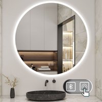 Acezanble - Badspiegel Badezimmerspiegel Rund Spiegel Badspiegel mit Beleuchtung Beschlagfrei Bluetooth Dimmbar led Memory Funktion 80cm von ACEZANBLE