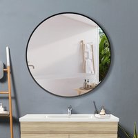 Acezanble - Badspiegel Rund Spiegel Schwarzer Rand Badezimmerspiegel Wandspiegel 70 cm von ACEZANBLE