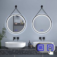 Acezanble - Rund led Badspiegel Badezimmerspiegel Touch Beschlagfrei Wandspiegel 3 Farben Dimmbar, Farbtemperatur und Helligkeit Memory Funktion, von ACEZANBLE