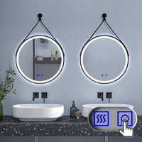 Acezanble - Rund led Badspiegel Badezimmerspiegel Touch Beschlagfrei Wandspiegel 3 Farben Dimmbar, Farbtemperatur und Helligkeit Memory Funktion, von ACEZANBLE