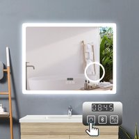 Acezanble - led Badspiegel Wandspiegel Badezimmerspiegel Touch Beschlagfrei+Uhr+Bluetooth+Kosmetikspiegel+3 Farben Dimmbar+LED Memory Funktion 70 x von ACEZANBLE