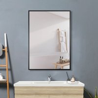 Badspiegel Wandspiegel Quadrat Spiegel Schwarzer Rand Badezimmerspiegel 70 x 50 cm von ACEZANBLE