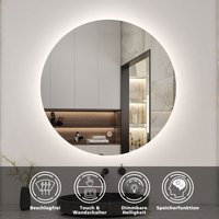 Acezanble - Badspiegel led Rund Touch Wandspiegel Badezimmerspiegel Beleuchtung 100cm Nur Kaltweiß (Einstellbare Helligkeit) von ACEZANBLE