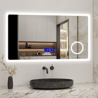 Acezanble - Badspiegel mit Beleuchtung 140x80cm - Bluetooth+Schminkspiegel+Kalt/Warmwei+beschlagfrei+Touch von ACEZANBLE