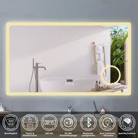 Acezanble - led Badspiegel Wandspiegel Badezimmerspiegel Touch Beschlagfrei+Uhr+Bluetooth+Kosmetikspiegel+3 Farben Dimmbar+LED Memory Funktion 140 x von ACEZANBLE