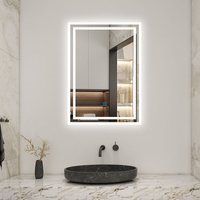 Led Badspiegel Lichtspiegel Wandspiegel Lichtspiegel Badezimmerspiegel mit Beleuchtung Touch-Schalter, 50 x 70 cm Beschlagfrei+3 Lichtfarben von ACEZANBLE