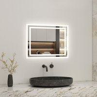 Led Badspiegel Lichtspiegel Wandspiegel Lichtspiegel Badezimmerspiegel mit Beleuchtung Touch-Schalter, 60 x 50 cm Beschlagfrei+Kaltweiß von ACEZANBLE