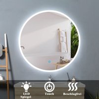 Led Rund Spiegel Badspiegel mit Beleuchtung Badspiegel Badezimmerspiegel Touch 70cm Kaltweiß+Beschlagfrei von ACEZANBLE