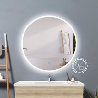Acezanble - led Rund Spiegel Badspiegel mit Beleuchtung Badspiegel Badezimmerspiegel Touch 80cm Beschlagfrei+3 Lichtfarben Dimmbar+LED Memory Funktion von ACEZANBLE