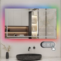 Acezanble - rgb Badspiegel mit led Beleuchtung Wandspiegel Lichtspiegel dimmbar Beschlagfrei 120x70cm von ACEZANBLE
