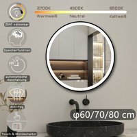 Acezanble - Rund Badspiegel Antibeschlage Badezimmerspiegel mit schwarzem Rahmen Badspiegel mit Beleuchtung, Beschlagfrei+3 Lichtfarben Acezanble - Rund Badspiegel Antibeschlage Badezimmerspiegel mit schwarzem Rahmen Badspiegel mit Beleuchtung, Beschlagfrei+3 Lichtfarben von ACEZANBLE