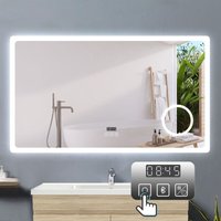 Wandspiegel Badezimmerspiegel LED Badspiegel Touch Beschlagfrei+Uhr+Bluetooth+Kosmetikspiegel+3 Farben Dimmbar+LED Memory Funktion 160 x 80 cm von ACEZANBLE