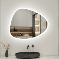 unregelmiger LED Spiegel Badspiegel Beleuchtung Flurspiegel Wandspiegel Badezimmerspieg Touch + Beleuchtung 3 Farben Dimmbar Memory Funktion 80x55cm von ACEZANBLE