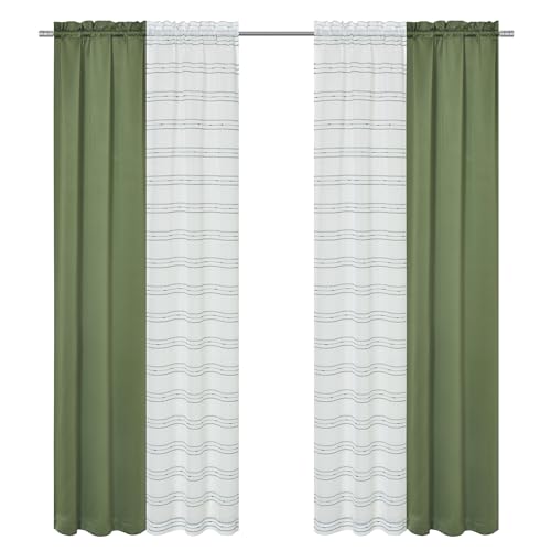ACHIM Tribeca 4-teiliges Fenstervorhang-Set, 66 x 213 cm, Grün ACHIM Tribeca 4-teiliges Fenstervorhang-Set, 66 x 213 cm, Grün von ACHIM