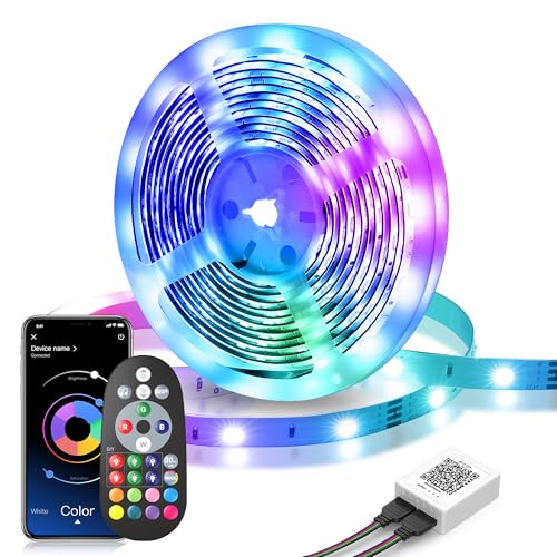 ACICILI LED Strip 10m, RGB LED Streifen mit App-Steuerung, Bluetooth Led Lichtband Selbstklebend Sync mit Musik, Flexibel LED Lichterkette für Weihnachtsdeko, Küche, Party von ACICILI