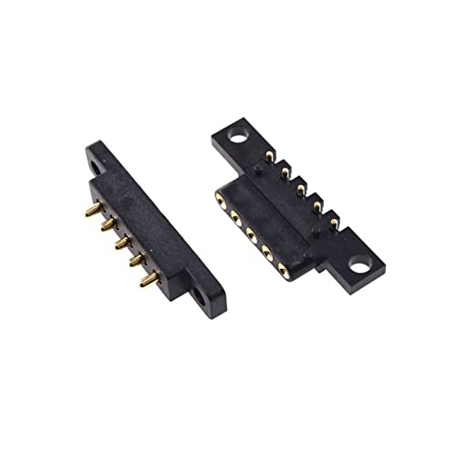 ACICS 1 Paar Federgeladene Stecker Pogo Pin 5 Pin 2,54 mm Neigung durch Löcher PCB Vertikale Seite mit Plug-In-Panel-Montierung einzelner Zeile von ACICS