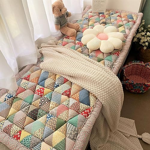 Garden Chic Cotton Protective Couch Cover, Funny Fuzzy Couch Cover Magic Sofa Cover, Cotton Quilted Couch Cover Seat Cushion Large Plaid Square Pet Mat Bed ( Color : Green-c , Size : 70*180cm/27.5*70. von ACICS