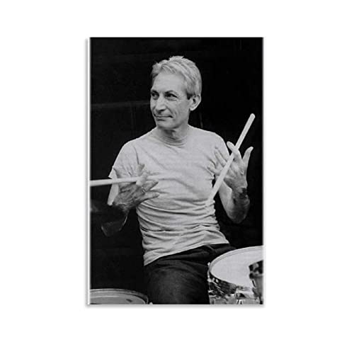 ACIDI Kunstdruck Poster 50 * 70cm Charlie Watts Classic Schlagzeuger Geschichte Sammlung Leinwand Wand Kunst Wohnzimmer Poster Schlafzimmer Dekor Malerei  Kein Rahmen von ACIDI