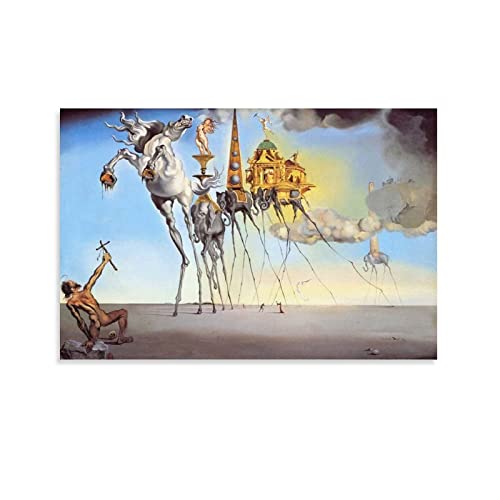 ACIDI Kunstdruck Poster 60 * 90cm Der große Salvador Dalí der Werke Die Versuchung des heiligen Antonius Poster Leinwand Wandkunst Bilder für Schlafzimmer Wandkunst Geschenke Dekor Kein Rahmen von ACIDI