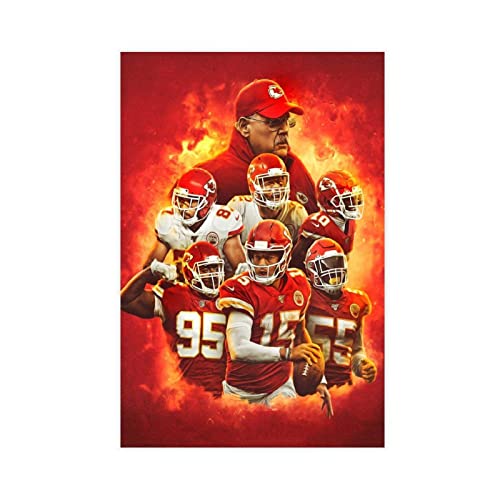 ACIDI Leinwand Wandkunst Malerei 60 * 90cm Poster mit Fußballspieler Patrick Mahomes Kansas City Chiefs, Sportposter, 6 Stück,Gemälde für Wohnzimmer, Schlafzimmer, Dekoration, Kein Rahmen von ACIDI