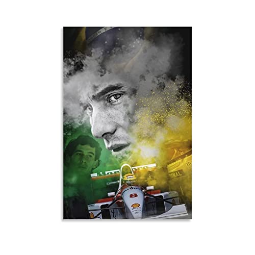 Leinwandbild 50 * 70cm Ayrton Senna Formel 1 Kunst Vintage Retro dekorative Malerei für zu Hause Schlafzimmer Wohnzimmer Dekor Kein Rahmen von ACIDI