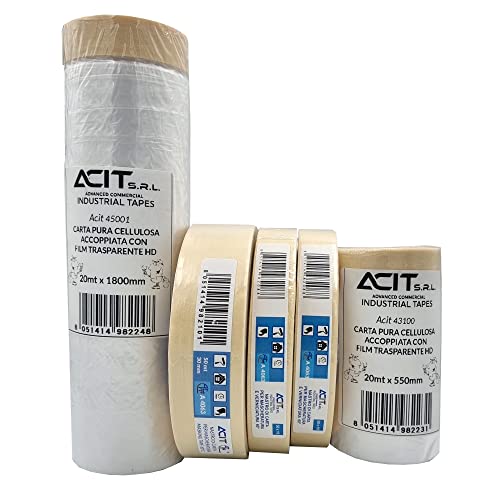 Imbiancare Set bestehend aus 2 Farbschutzfolien + 2 Malerrollen 19 mm + 1 Rolle 30 mm Malerpapier von ACIT
